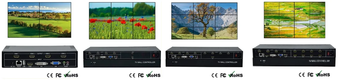 9 каналов ТВ настенный контроль Лер 3x3 2x4 4x2 HDMI DVI VGA USB видео процессор ТВ Сращивание коробка с RS232 управление