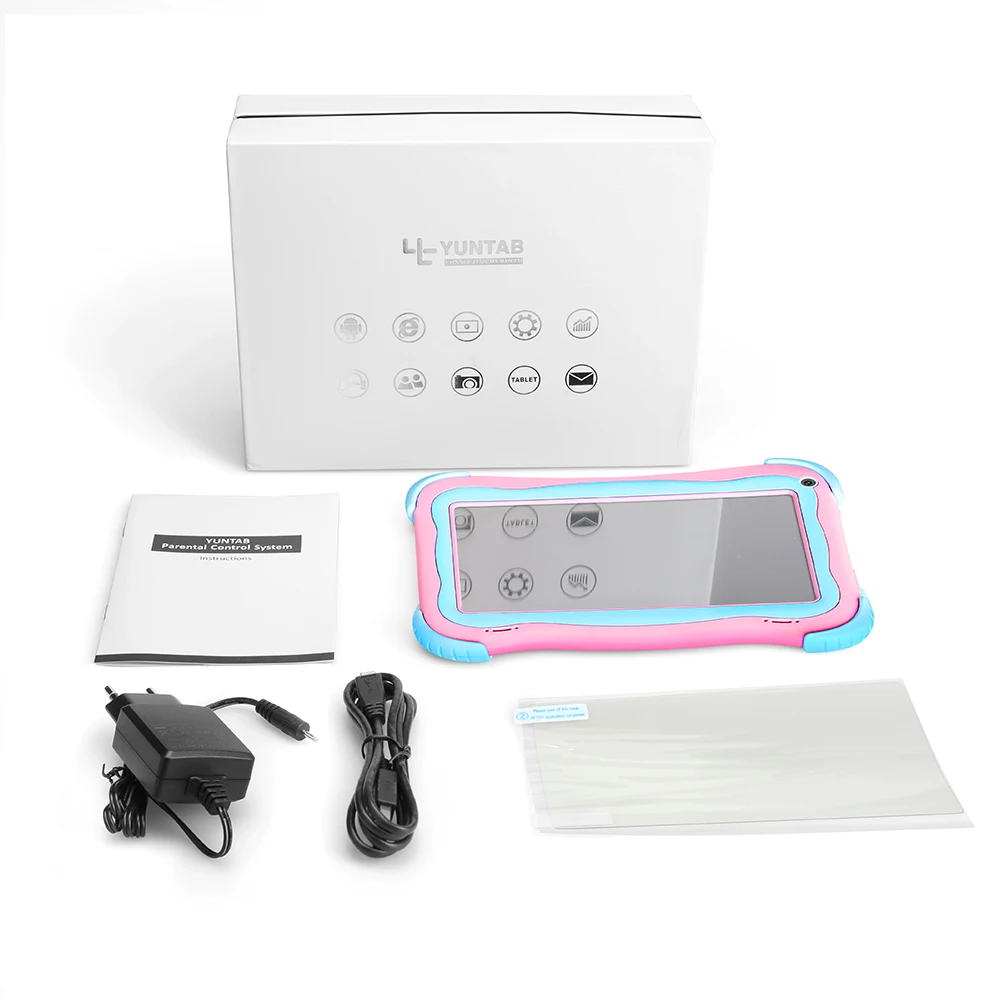 Yuntab 7 дюймов Q91 Allwinner A33 4 ядра 1 Гб+ 16 ГБ Android 4,4 Детские планшеты ПК Сенсорный экран Двойная камера Горячие 2100 мАч батарея