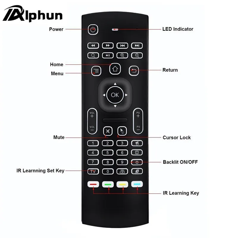 Пульт дистанционного управления Alpnun MX3 L Air mouse с подсветкой и беспроводной