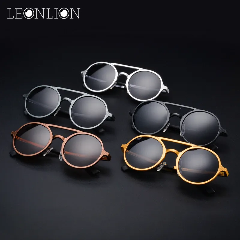 Солнцезащитные очки LeonLion поляризационные UV400 Мужские круглые в металлической