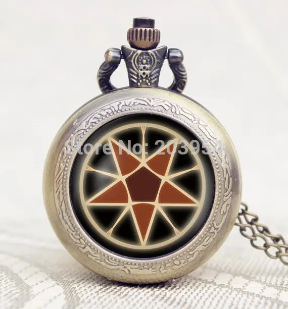

Handmade pocket watches 12pcs Sebastian Michaelis Black Butler Contract seal emblem locket necklace mens womens gift Bridesmaid