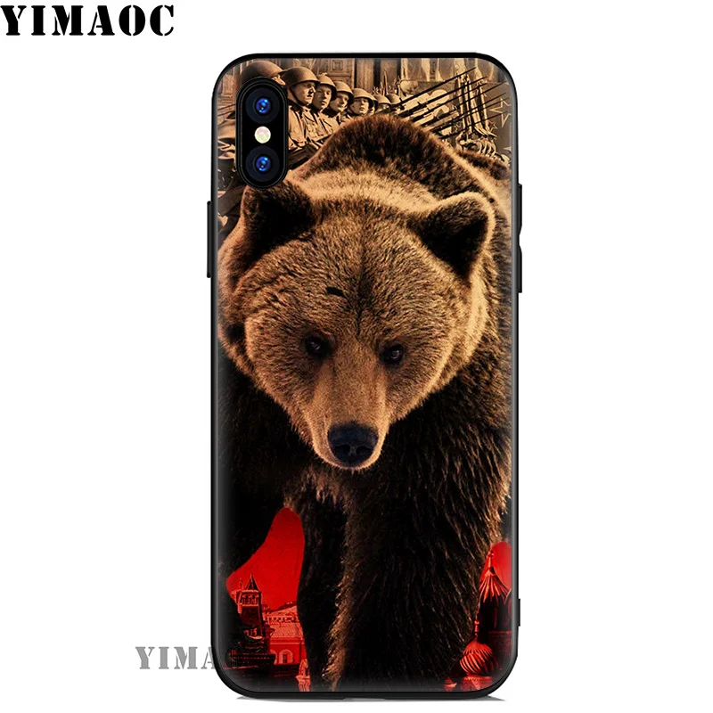 YIMAOC российский флаг с медведем Мягкий силиконовый чехол для iPhone 11 Pro Xr Xs Max X или 10 8