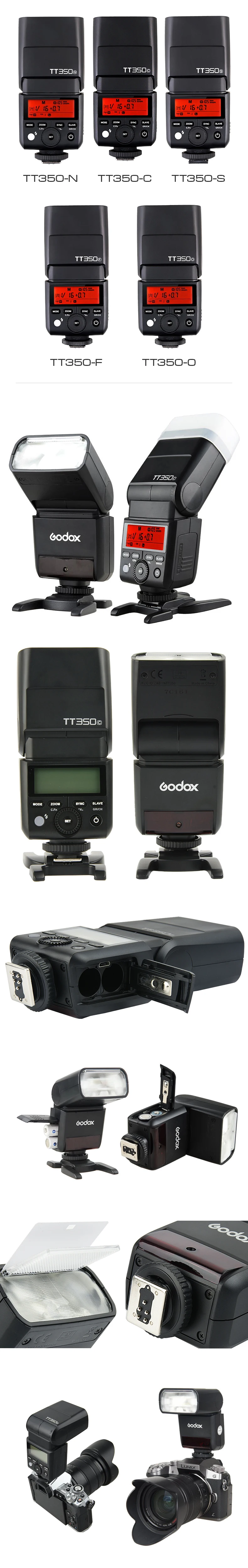 Godox Мини Вспышка TT350 вспышка камеры 2,4G HSS 1/8000 s ttl HSS GN36 для Canon Nikon sony Olympus Panasonic Fujifilm+ подарки