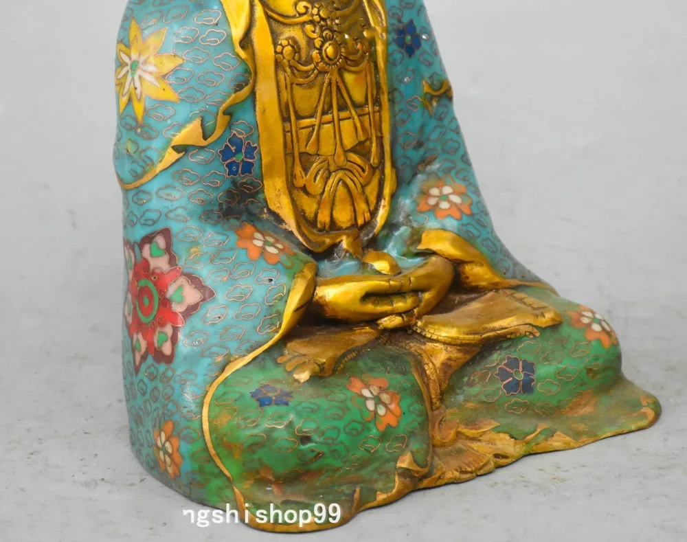 

Christmas Tibet Buddhism fane Bronze Gilt Cloisonne Ksitigarbha Bodhisattva Buddha Statue Halloween
