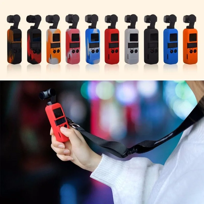Защитный чехол с ремешком для DJI Osmo Карманный Протектор Ударопрочный силиконовый чехол с шейным ремешком