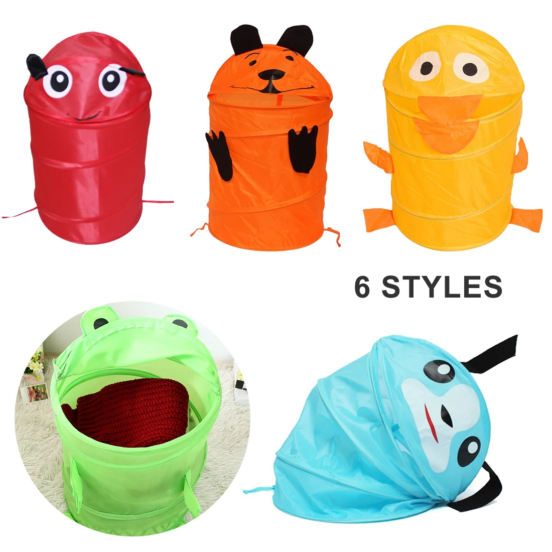 6 Styles Cute Laundry Basket dirty clothes hamper Folding Cylinder Storage Bucket big capacity waterproof Toy Box Organizer | Дом и сад