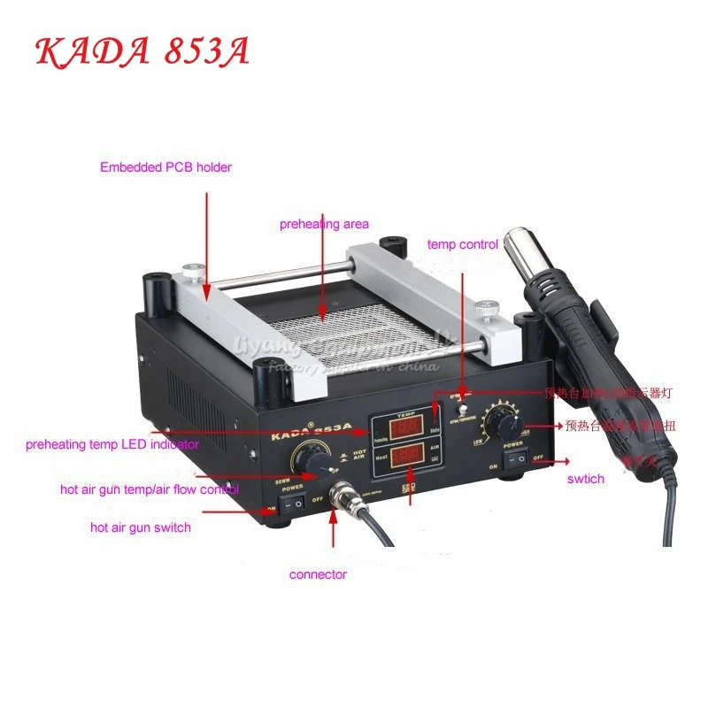 

Паяльная станция KADA 853A SMD для переделки, 600 Вт, 220/110 В, тепловой пистолет с инфракрасными лучами