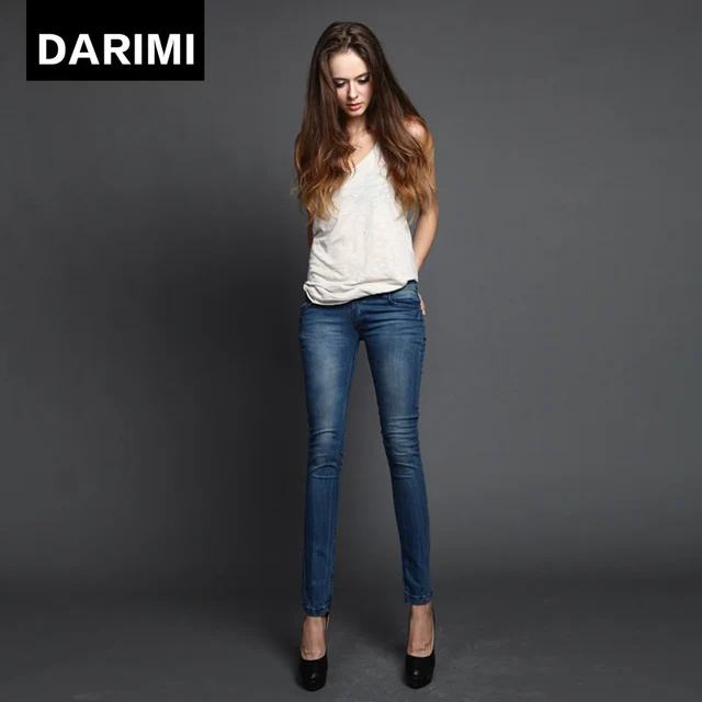 Darimi solid color jeans mid waist 