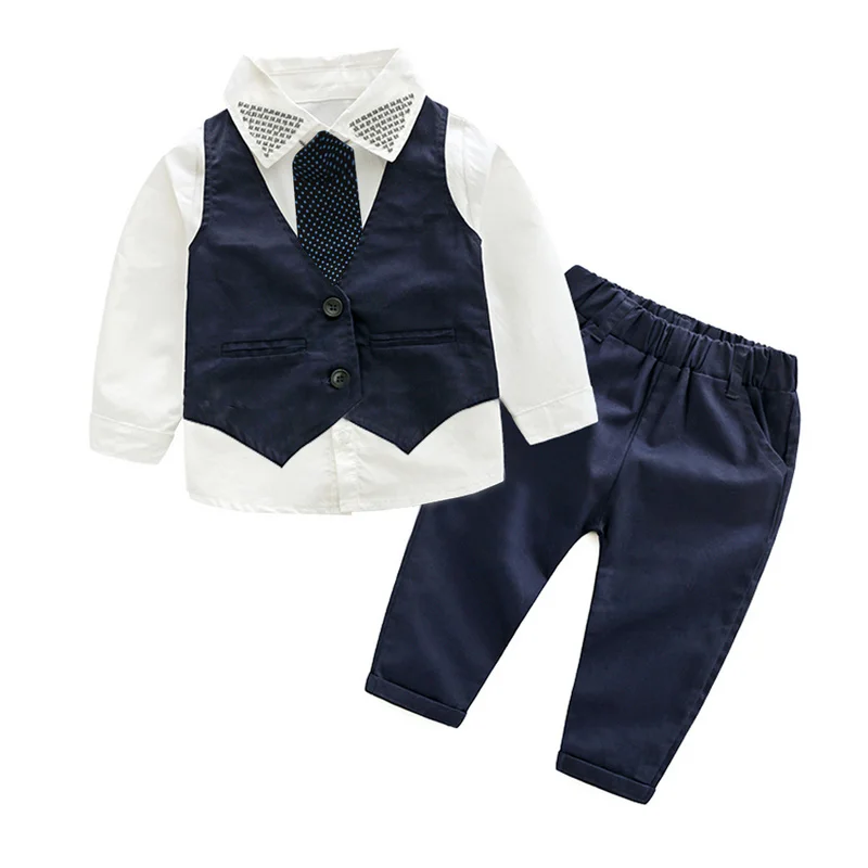 2018 Fashion Baby Boy Clothes Sets Gentleman Suit Toddler Boys Clothing Set Long Sleeve Kids 4pcs Children | Детская одежда и