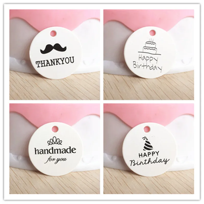 White Round Shape Paper Tags for Weeding Christmas Birthday Party Favors Gift Cake Bags Garment Package Label 500Pcs/Lot | Дом и сад