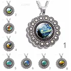 Кружевное круглое ожерелье Ван Гог Ожерелье Стеклянный кабошон ожерелье очарование посеребренные ювелирные изделия подарки для художественного учителя или студентов