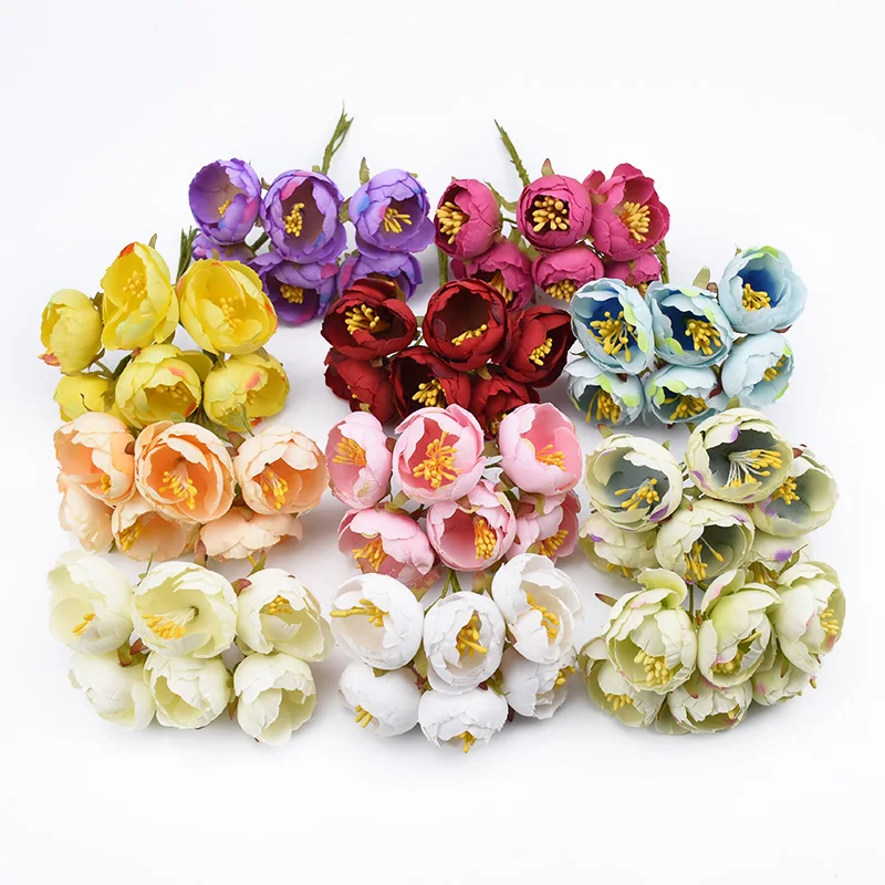 6 шт. Скрапбукинг stamen декоративные цветы венки розы DIY Подарочная коробка