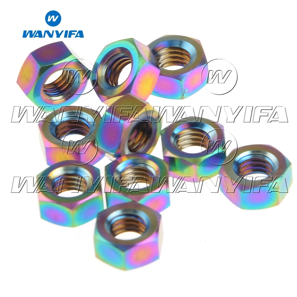 

Wanyifa Titanium Ti M6x1.0mm Rainbow Sprocket Flange Nut Titanium Ti (M6 x 1.0mm) Hex Nuts 10pcs/lot