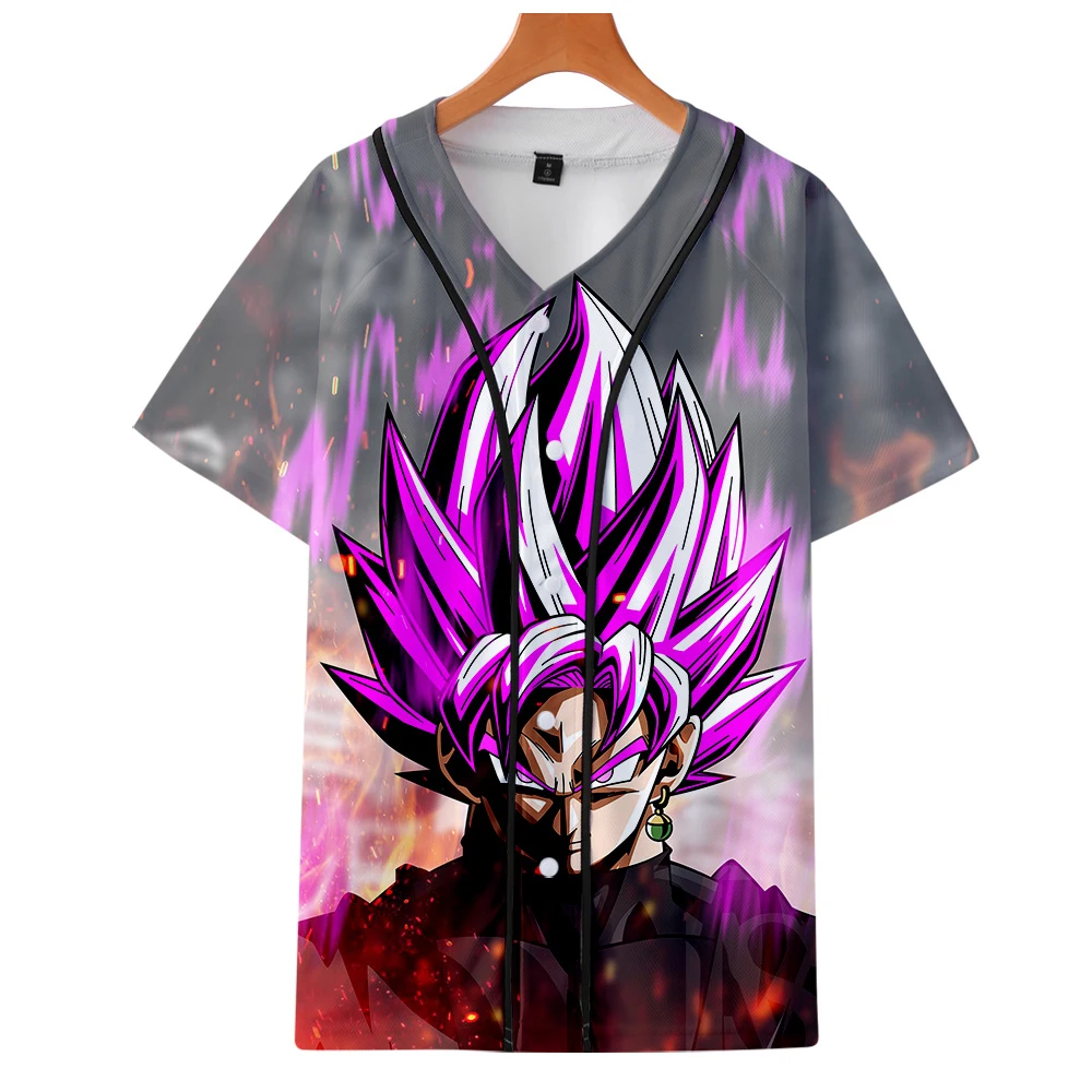 Летняя бейсбольная рубашка с 3D принтом DRAGON BALL модная повседневная Уличная одежда