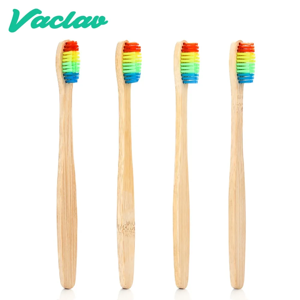 Vaclav 10Pcs Environmentally Wood Toothbrush Novelty Bamboo Tooth Brush Fibre Wooden Handle Teeth Whitening Rainbow | Красота и