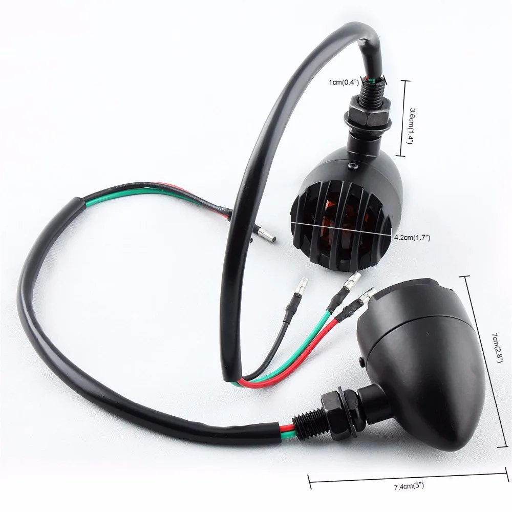 2Pcs Retro Motorcycle Turn Signals Indicator Mini Bullet Blinkers Lights For Harley Chopper Bobber Honda etc |