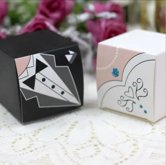 

100pcs/lot bride and groom Wedding Candy Box Wedding Souvenirs Wedding Favors Favours Gifts for guest wedding centerpieces