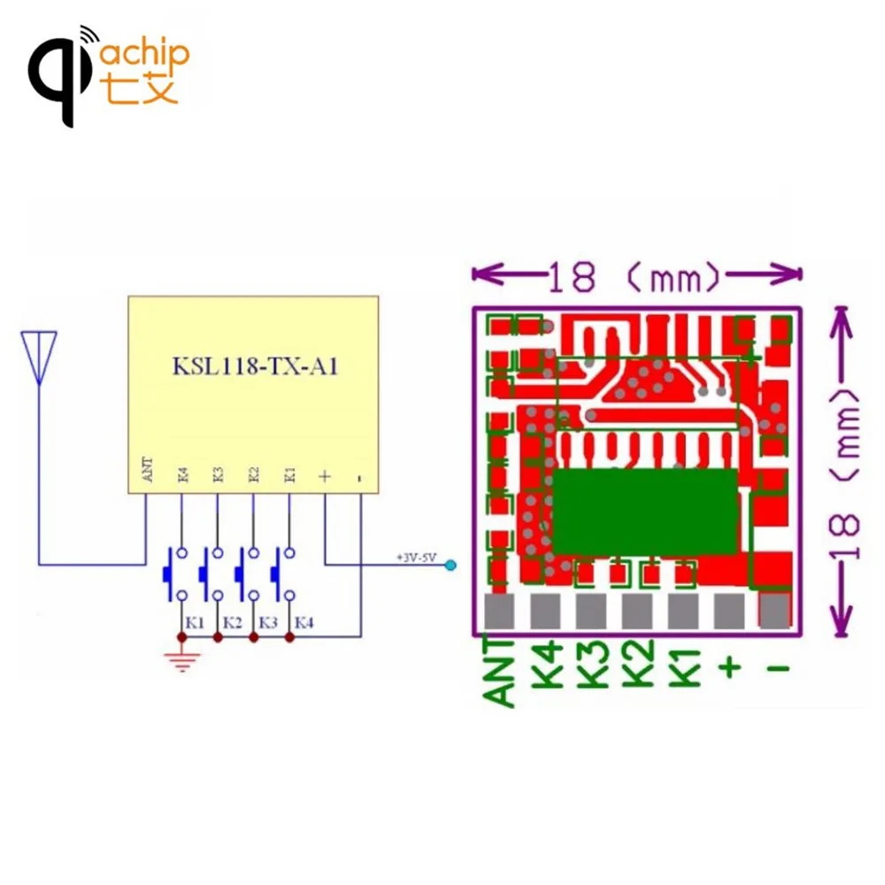 QIACHIP 433 МГц RF передатчик 1527 EV1527 обучающий код Беспроводной модуль для гаражных