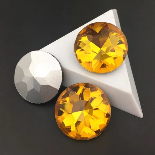topaz Все размеры цвета 8, 10, 12, 14, 16, 25, 27 мм круглый Baoshihua стекло, кристалл, камень заостренный назад высокое качество плоский верх Стразы - Цвет: topaz