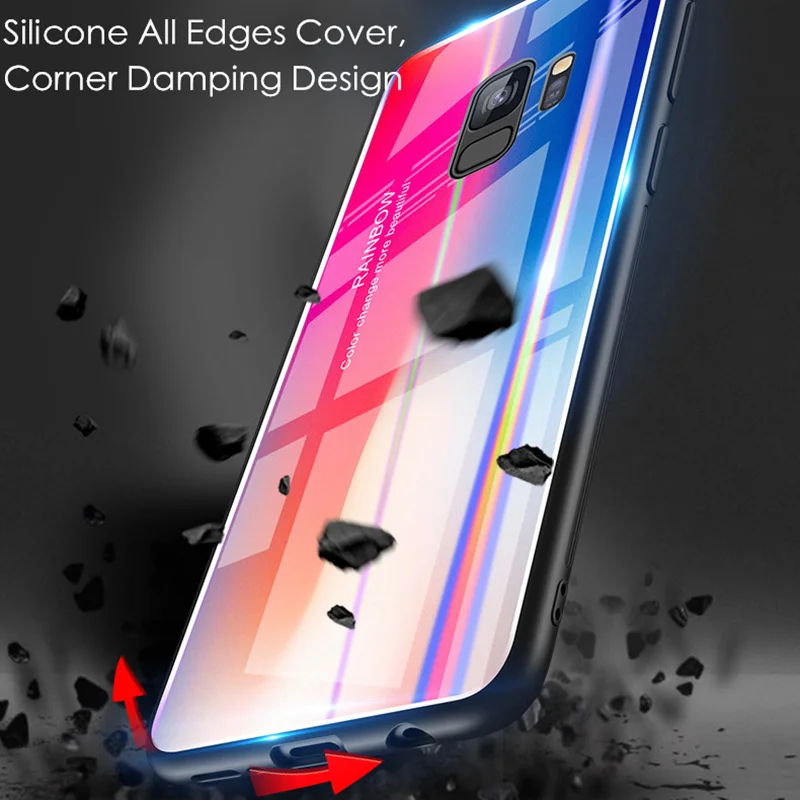 Aojun Новый Красочный закаленное Стекло чехол для телефона samsung Galaxy S9 плюс градиент