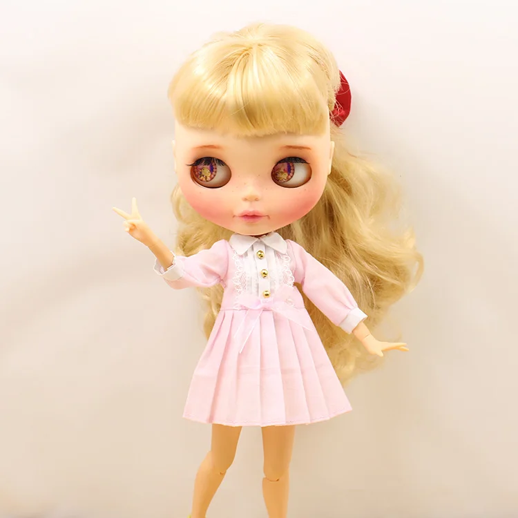 Ледяное платье DBS Blyth doll ICY licca голубое розовое осеннее с длинными рукавами |