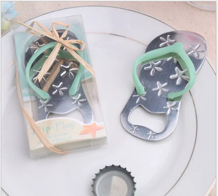 

Flip flop wine bottle opener with starfish design 50PCS/LOT wedding favor guest gift blue DHL free shipping