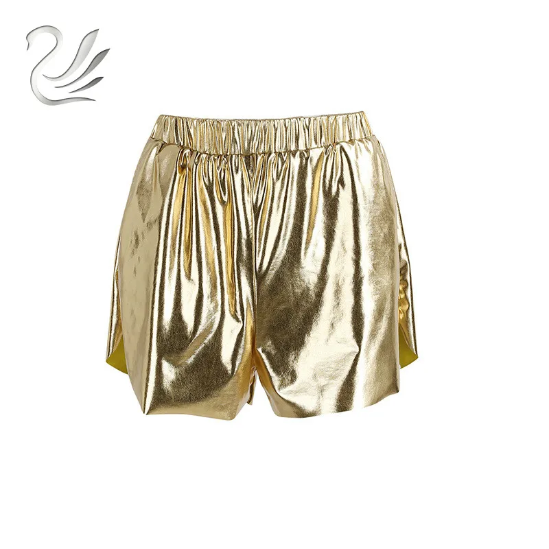 Лето 2017 г. Твердые Золотой пикантные Шорты для женщин сортировать Повседневное