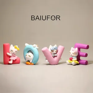 Миниатюрный мультяшный Кот BAIUFOR с животными, любовь, мини-декор для сада, сделай сам, статуэтки, аксессуары для дома, игрушка, романтические подарки