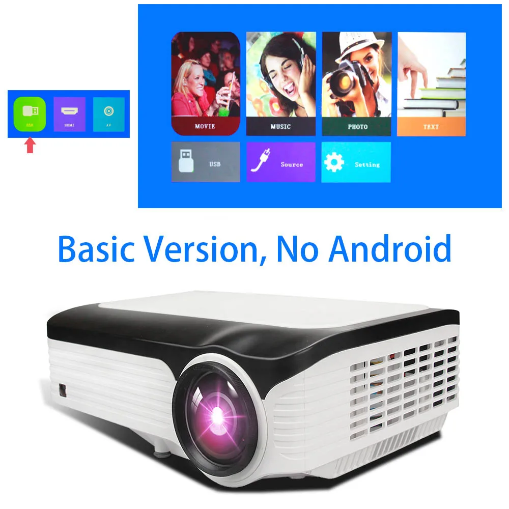 CRENOVA новейший 1920*1080P Android проектор для 4k видео светодиодный проектор с ОС Android 7,1 Wifi Bluetooth Full HD мультимедийный проектор - Цвет: Basic version