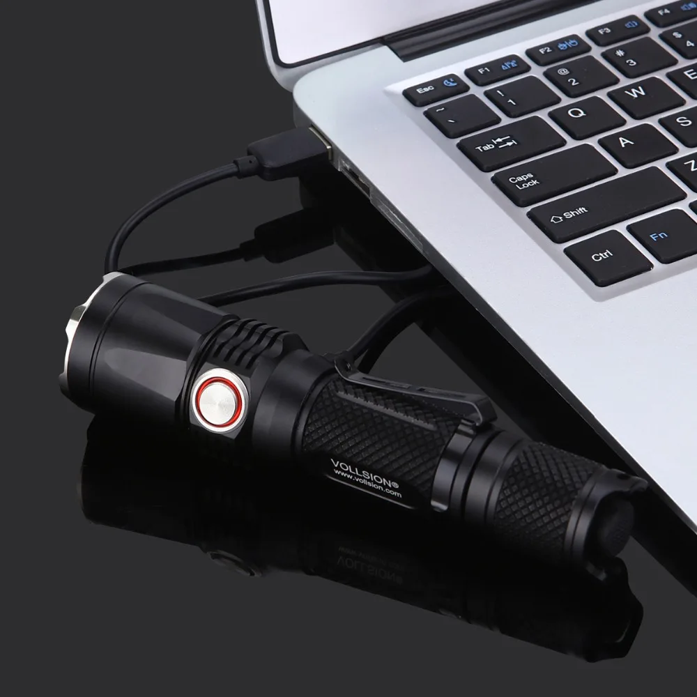 VOLLSION MR25 1*18650/2*16340/2 * CR123A USB Перезаряжаемый и разряжаемый тактический фонарик из