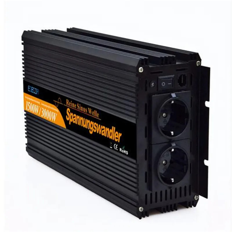 EDECOA Бесплатная shipping12V-220V Чистая синусоида мощность инверторы 1500 Вт 3000 пик