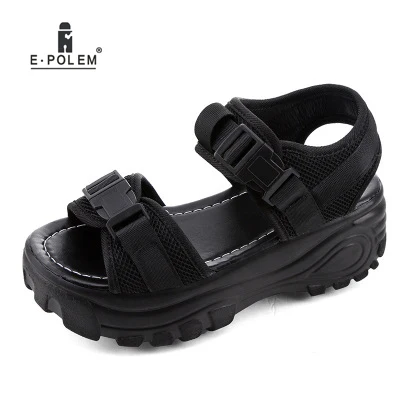 

Summer Women's Casual Sandals Colorful Black Shoes Platform Hook Loop Foot Wearing Outdoors