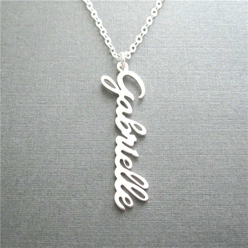 Personalised Name Plate Vertical Bar Custom Necklace For Women Unisex Rose Gold Color Stainless Steel Colier Femme Gift | Украшения и