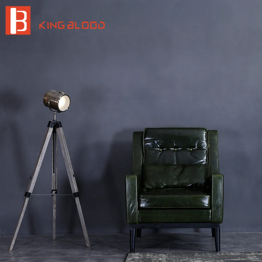American style classic oil wax PU leather genuine single sofa chair armchair | Мебель