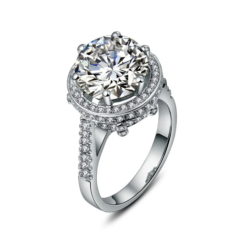 18K Белое Золото Бог свадебное кольцо удивительный дизайн большое с бриллиантом 5CT