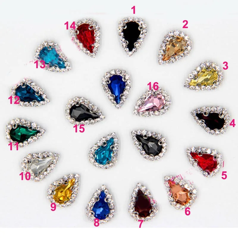 

2016New 100pcs Water drop Rhinestone Sewing Embellishments Button/buckle For DIY Wedding Dress Decorations NT04
