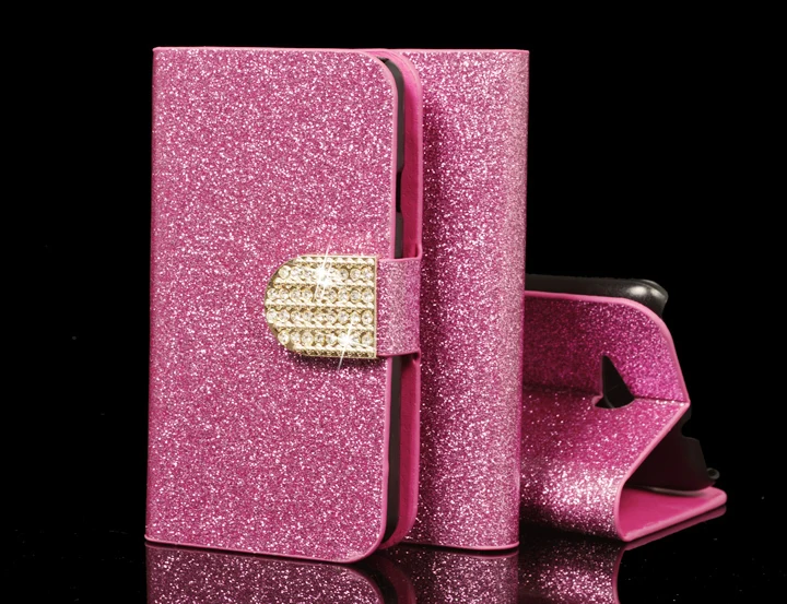 Сияющий Bling ИСКУССТВЕННАЯ Кожа Телефон Дело Обложка Для Sony Xperia E4/E4 Dual E2104 E2105 E2115 E2114