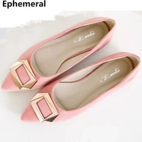 female flock flats pointy shoes with sequined buckle soft ballet slip on autumn footwear max size 48 34 grey black wine pink