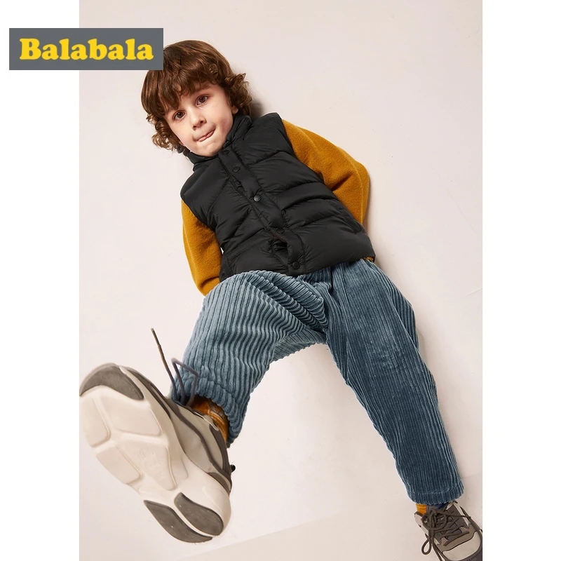 Balabala/вельветовые штаны на флисовой подкладке для мальчиков детские прямые брюки