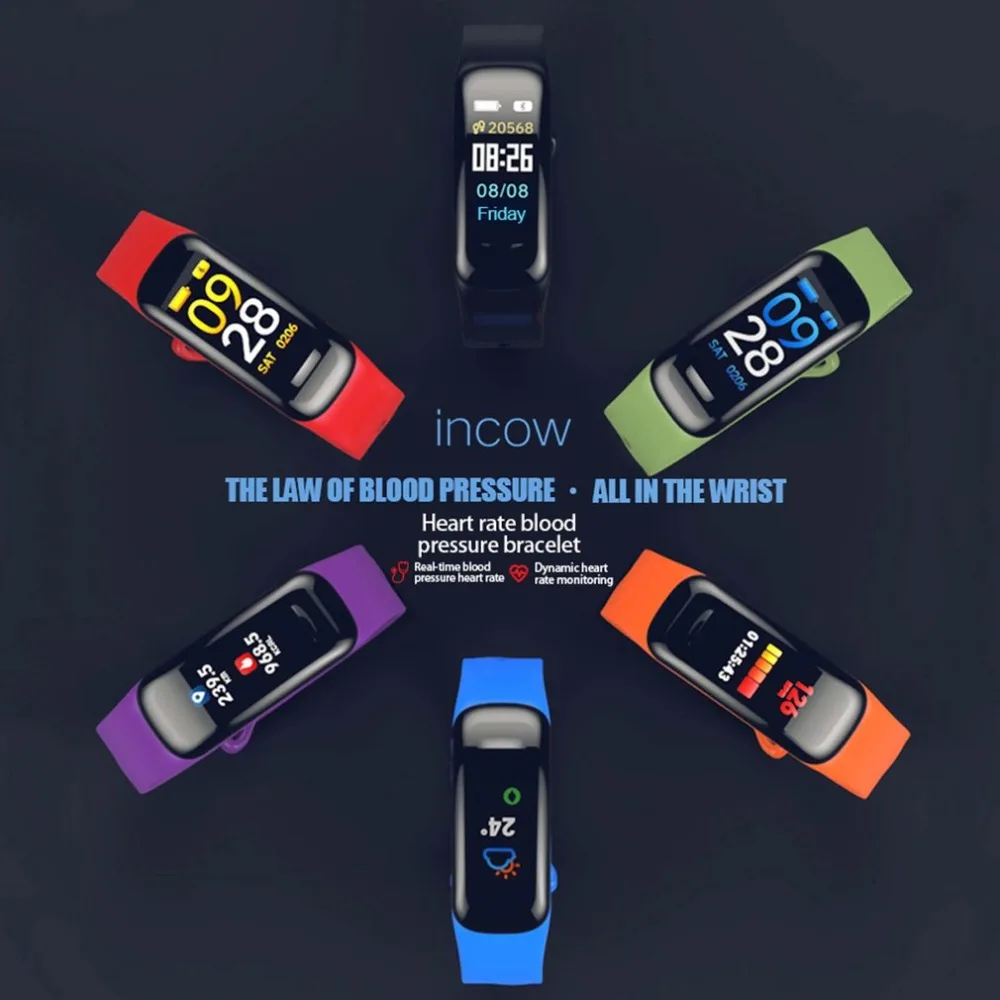 C1 плюс Цвет Экран умный Браслет крови Давление Smart пульсометр Фитнес трекер Спорт