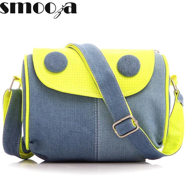 Фото SMOOZA милая сумка на пуговицах новинка элегантный дизайн Ретро стиль джинсовая