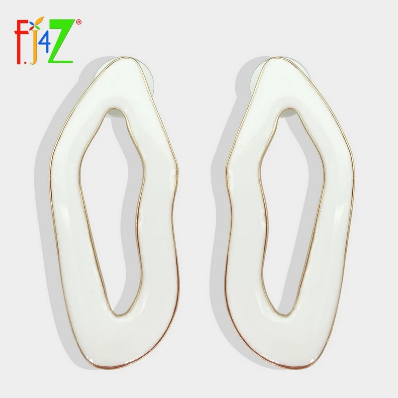 F. J4Z, женские прекрасные серьги, мода Nova Za, дизайнерские серьги, белая эмаль, неправильной формы, большие серьги, Aretes mujer
