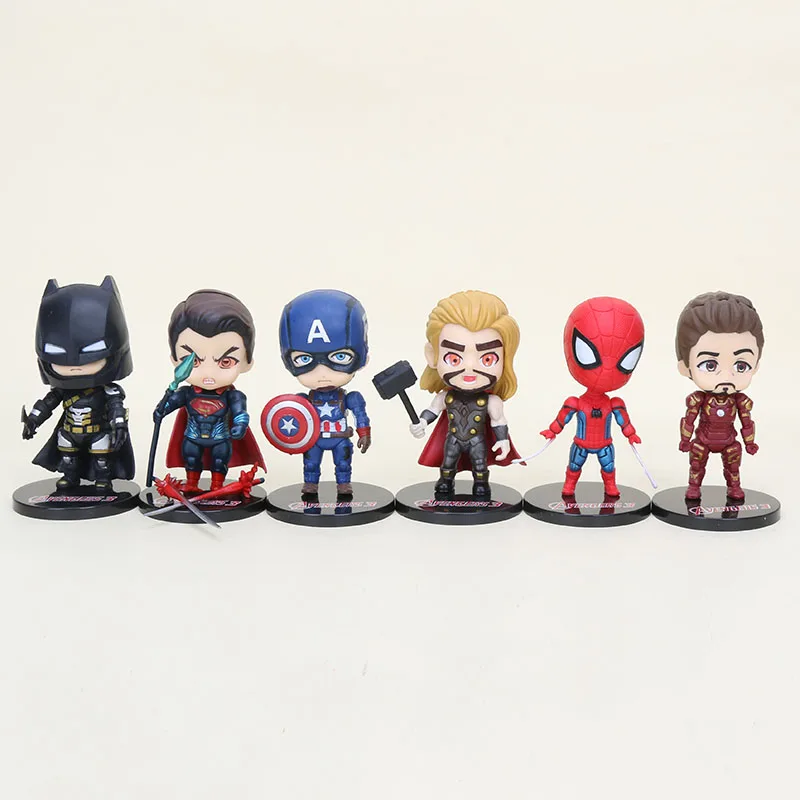 10 см набор из 6 игрушек Marvel, Мстители, эндшпиль, Набор фигурок, Человек-паук, Капитан Америка, Халк, тонас, капитан Марвел, модель куклы