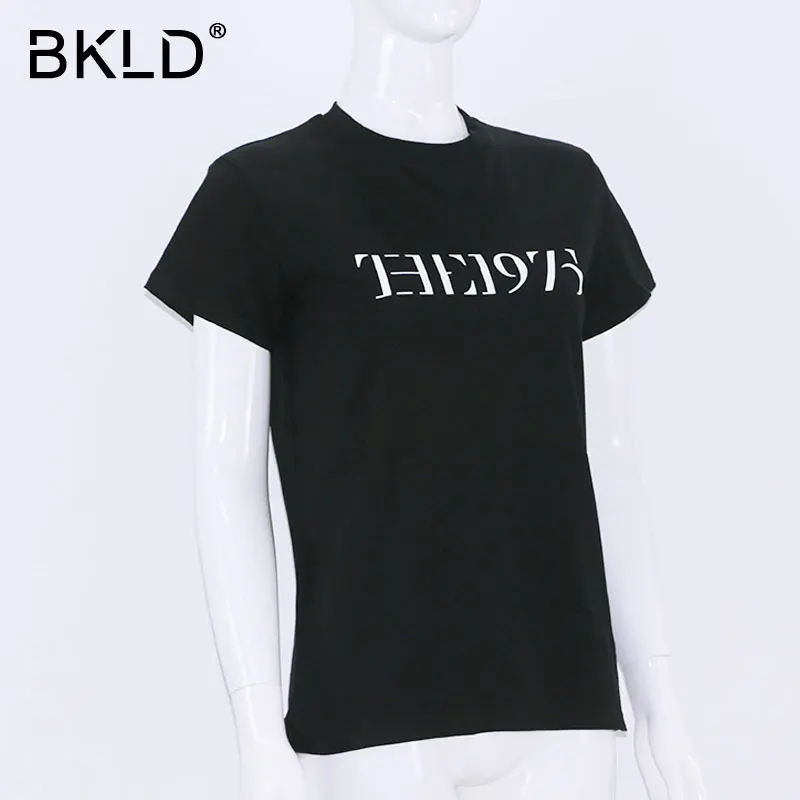 BKLD 2018 женские футболки с коротким рукавом и круглым вырезом буквенным принтом 1975