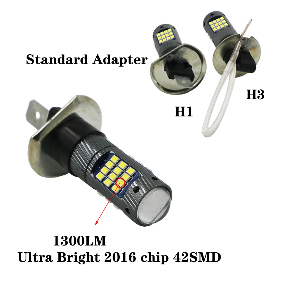 YSY H1 H3 светодиодные лампы автомобильные 12 В 2016 42 SMD Canbus 6500K белый 1300LM без ошибок