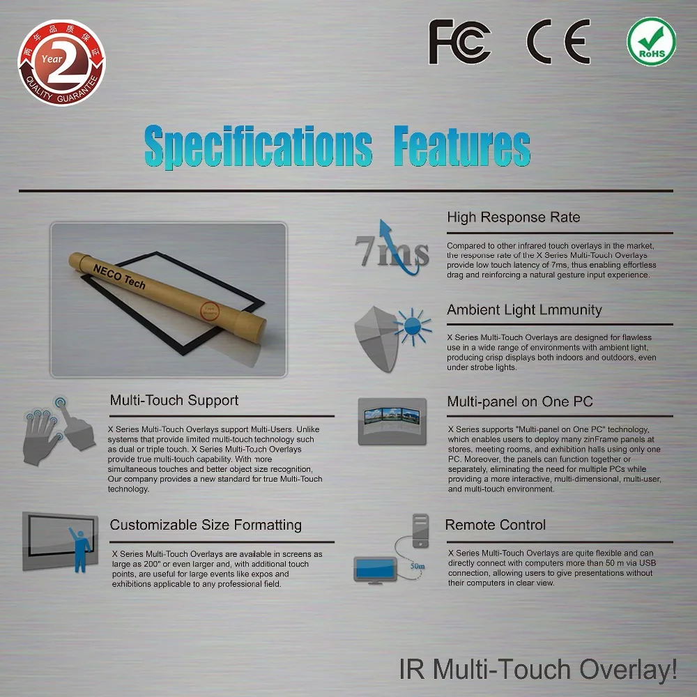 Бесплатная доставка 42 дюймовая ИК сенсорная панель для интерактивной стены