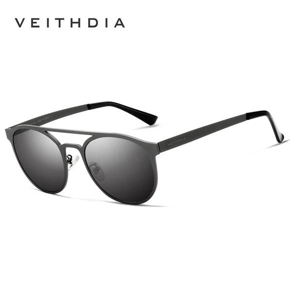 VEITHDIA, винтажные солнцезащитные очки, нержавеющая сталь, поляризационные, UV400, мужские круглые, аксессуары,, 3900 - Цвет линз: Gray gray