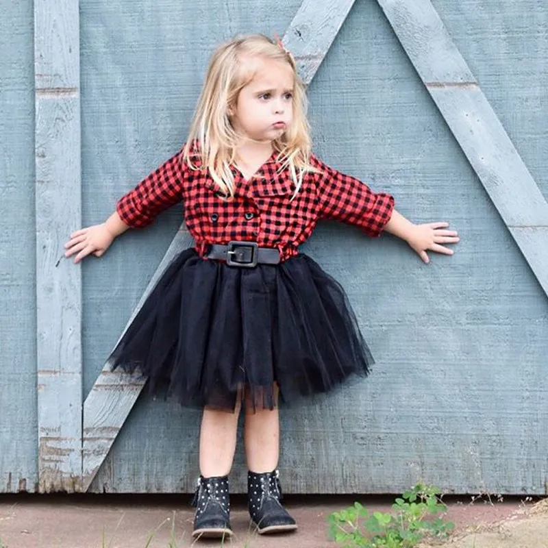 2017 Autumn Fashion Red Plaids Dress Kid Baby Girl England Style Trend Princess Birthday Party Pageant Holiday Dresses For Girls | Детская