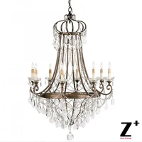 replica item eight lights scarlett chandelier crystal vintage crown wrought iron d60cm x h85cm