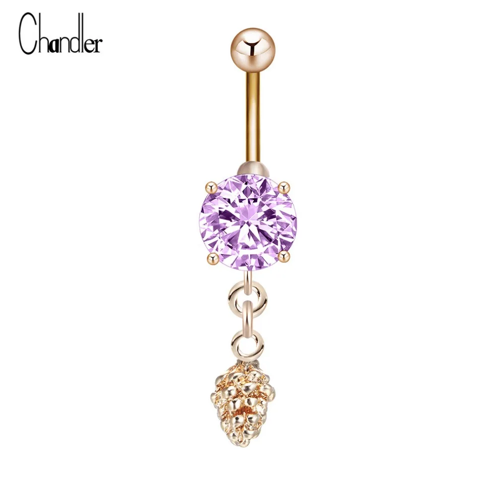 Женское кольцо пуговица с фиолетовым камнем|crystal belly button rings|belly ringsbutton ring |